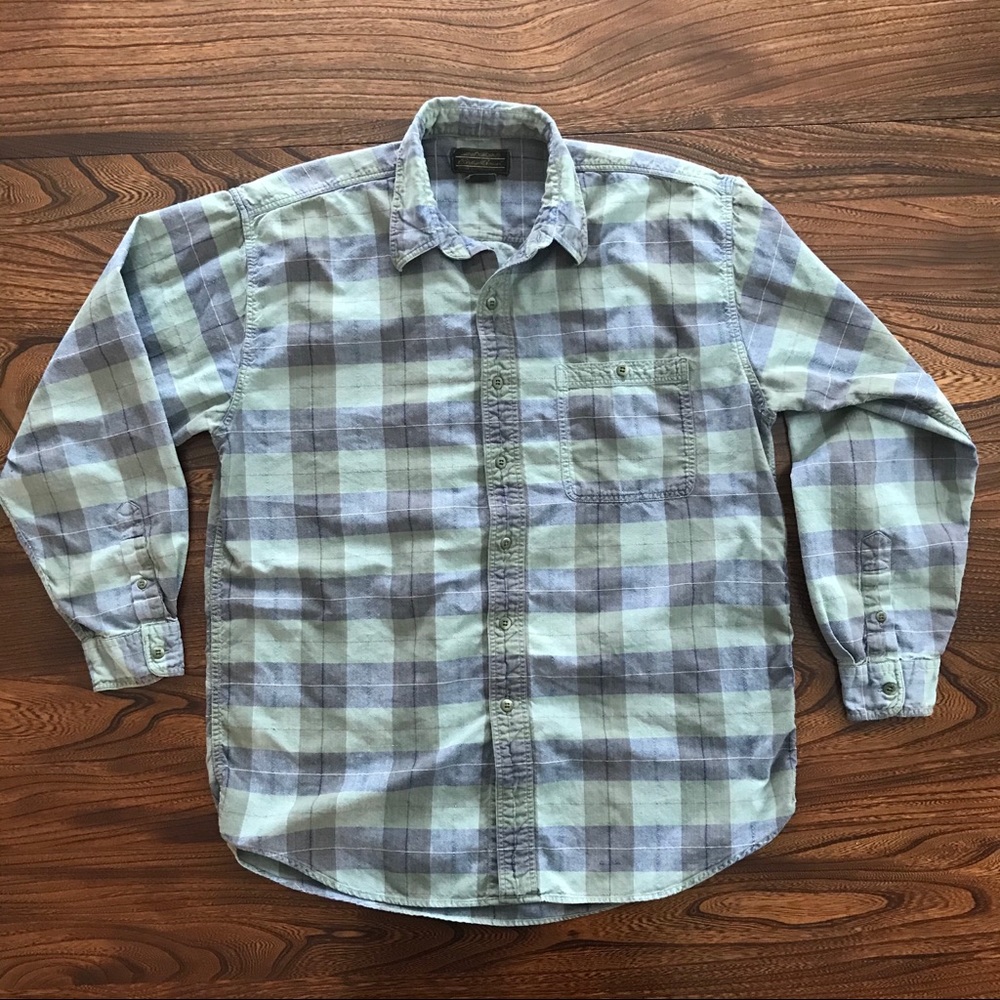 90s madras Eddie Bauer plaid button down